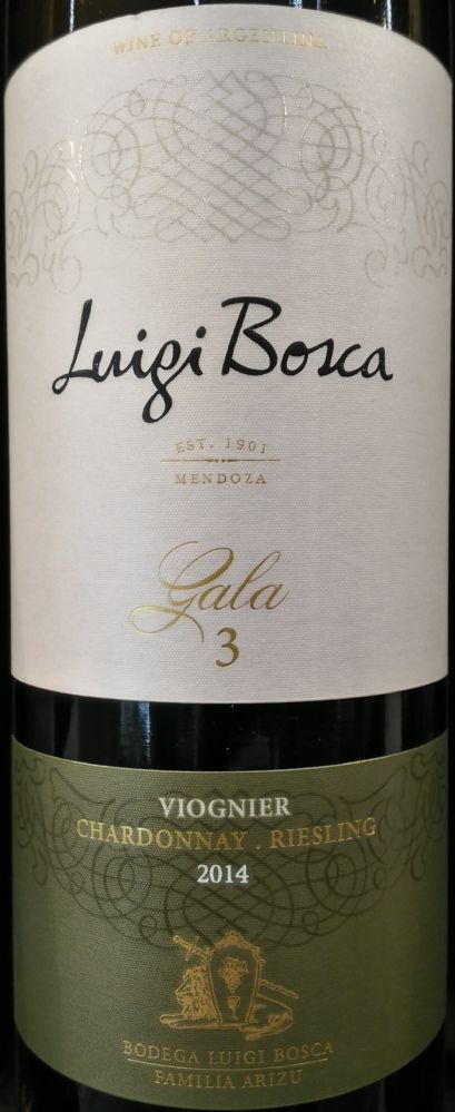 Leoncio Arizu S.A. Luigi Bosca Gala 3 Viognier Chardonnay Riesling 2014, Main, #6478