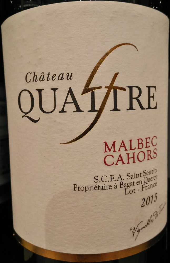S.C.E.A. Saint Seurin Château Quattre Malbec Cahors AOC/AOP 2015, Main, #6637