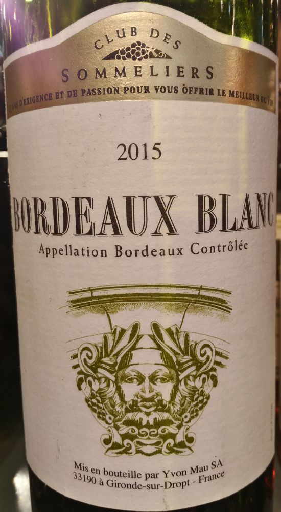 YVON MAU S.A. Club des Sommeliers Bordeaux AOC/AOP 2015, Main, #6685