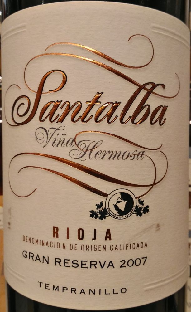 Bodegas Santalba S.A. Viña Hermosa Gran Reserva Tempranillo DOCa Rioja 2007, Main, #6952