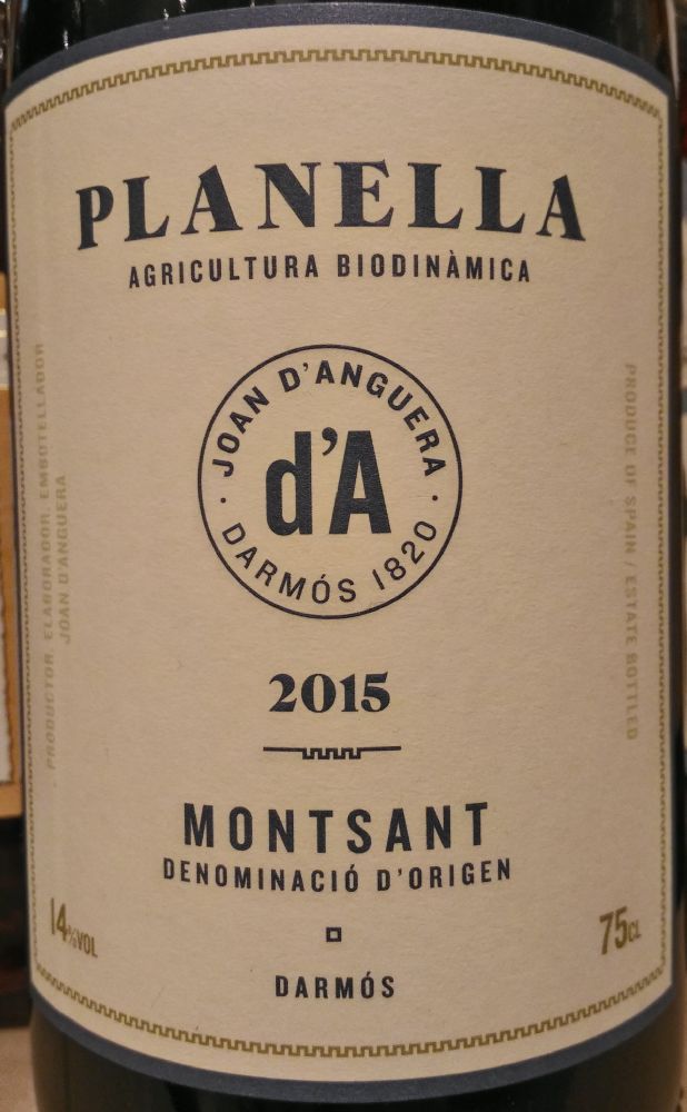 Cellers Joan d'Anguera Planella DO Montsant 2015, Main, #6955