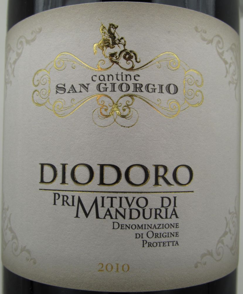 Casa Vitivinicola Tinazzi S.r.l. Cantine San Giorgio DIODORO Primitivo di Manduria DOC 2010, Front, #705