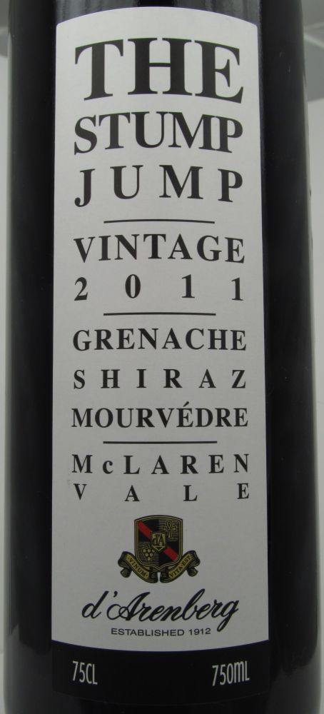 d'Arenberg Pty Ltd THE STUMP JUMP Grenache Mourvèdre Shiraz McLaren Vale 2011, Main, #708