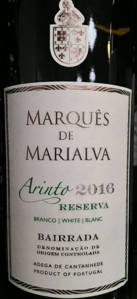 Adega Cooperativa de Cantanhede CRL Marquês de Marialva Reserva Arinto DOP Bairrada 2016, Main, #7152