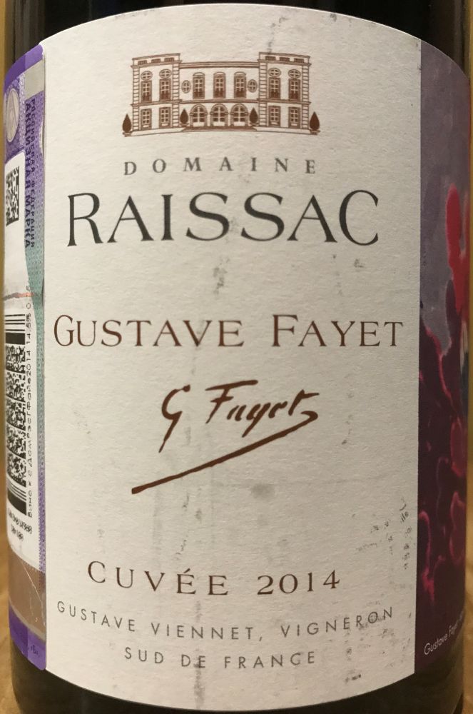 Gustave Viennet Domaine Raissac Cuvée Gustave Fayet Pays d'Oc IGP 2014, Main, #7168