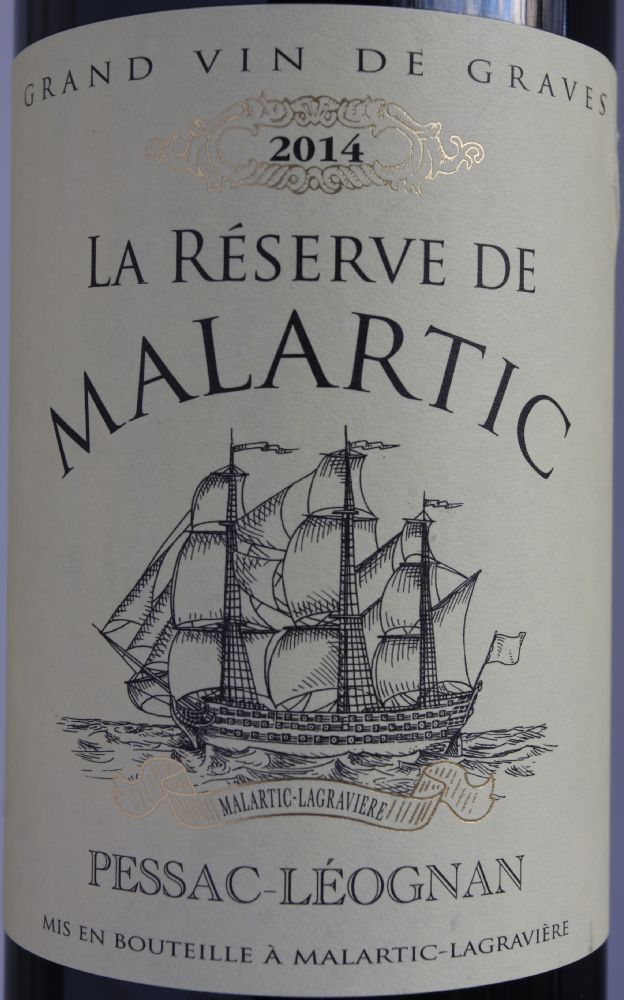 Société Civile du Château Malartic-Lagravière La Réserve de Malartic Pessac-Léognan AOC/AOP 2014, Main, #7215