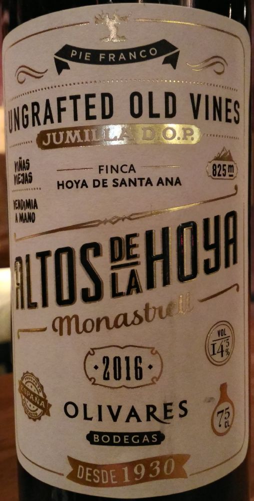 Bodegas Olivares S.L. Altos de la Hoya Monastrell Hoya de Santa Ana DO Jumilla 2016, Main, #7335