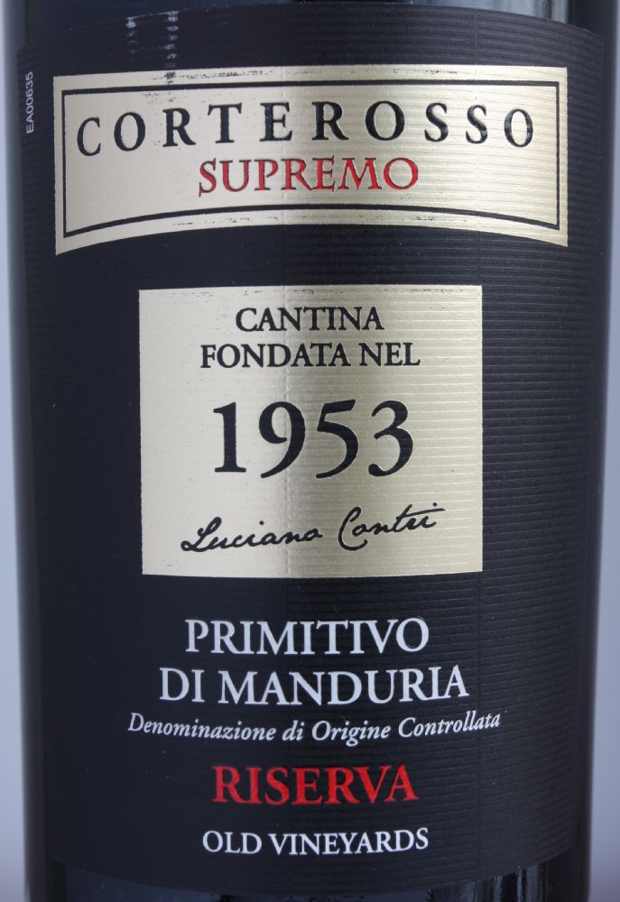 Contri Spumanti S.p.A. Corterosso Supremo Primitivo di Manduria Riserva DOC 2015, Main, #7439