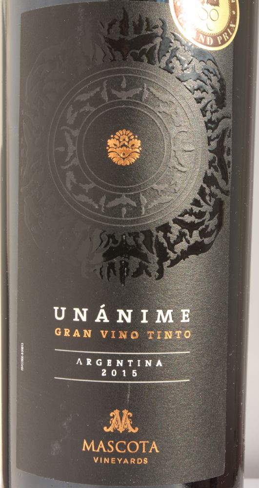 Mascota Vineyards UNÁNIME Gran Vino Tinto 2015, Main, #7569