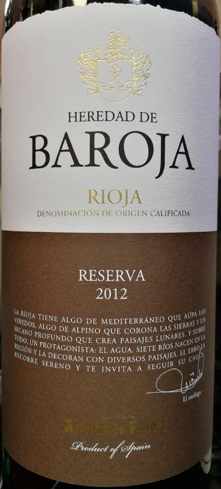 Bodegas Heredad de Baroja S.L. Reserva DOCa Rioja 2012, Main, #7599