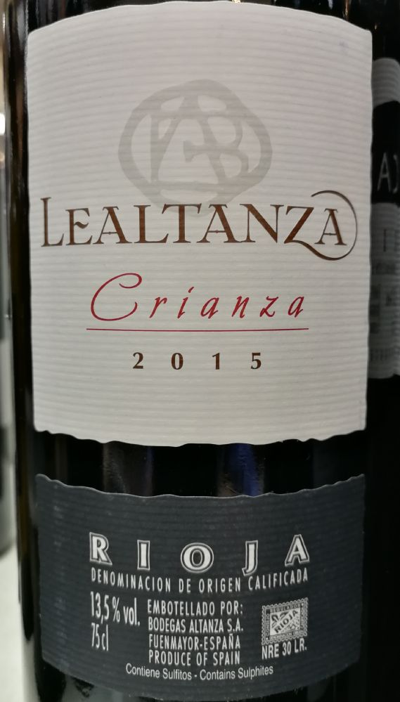 Bodegas Altanza S.A. Lealtanza Crianza DOCa Rioja 2015, Main, #7763