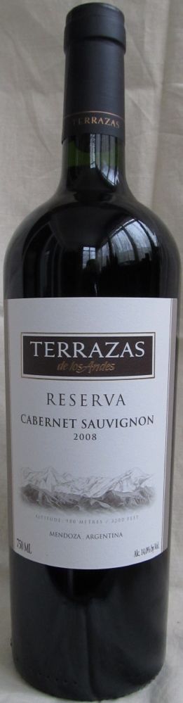 Bodega Terrazas de los Andes S.A. Reserva Cabernet Sauvignon 2008, Main, #781