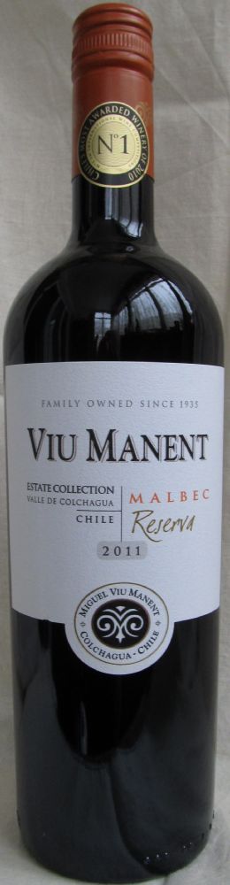 Viu Manent y Cia Ltda Estate Collection Reserva Malbec D.O. Colchagua Valley 2011, Main, #785