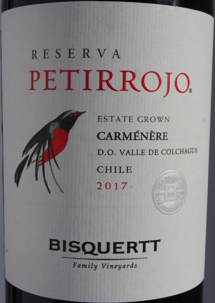 Viña Bisquertt Ltda Reserva PETIRROJO Carménère D.O. Colchagua Valley 2017, Main, #7864