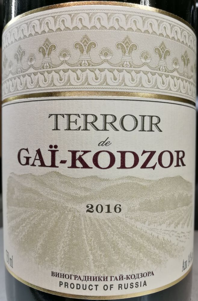 ООО "Виноградники Гай-Кодзора" TERROIR de GAÏ-KODZOR 2016, Main, #7980