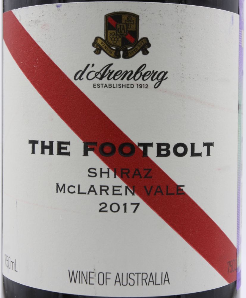 d'Arenberg Pty Ltd The Footbolt Shiraz McLaren Vale 2017, Main, #8091