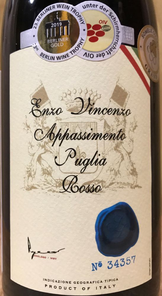 Cantine Sgarzi Luigi s.r.l. Enzo Vincenzo Puglia IGT 2016, Main, #8096