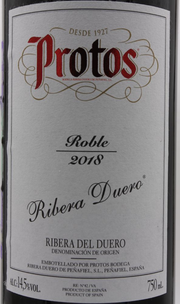 Protos Bodega Ribera Duero de Peñafiel S.L. Roble DO Ribera del Duero 2018, Main, #8130