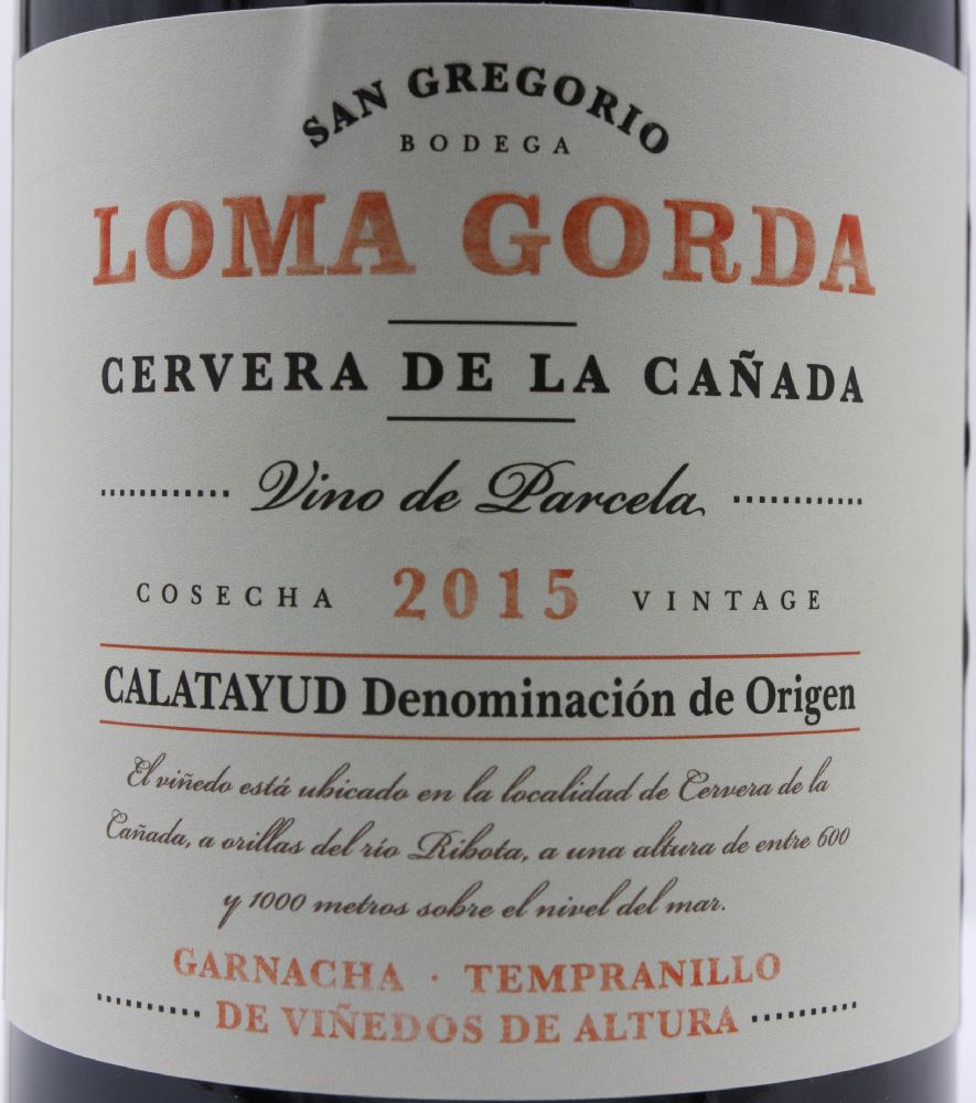 Bodega San Gregorio S.C.L. Loma Gorda Garnacha Tempranillo DO Calatayud 2015, Main, #8183