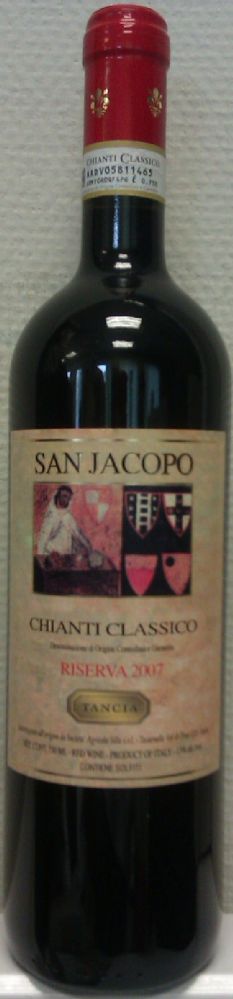 Societa Agricola Silla S.R.L. TANCIA SAN JACOPO Chianti Classico Riserva DOCG 2007, Front, #820