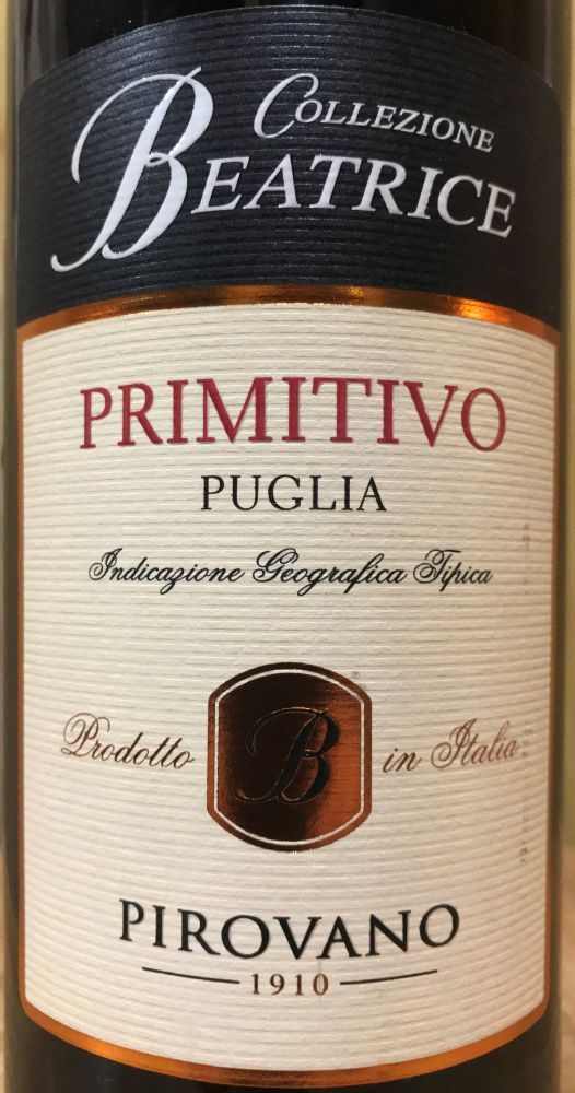 Cantine Pirovano S.r.l.  Collezione Beatrice Primitivo Puglia IGT 2019, Main, #8249