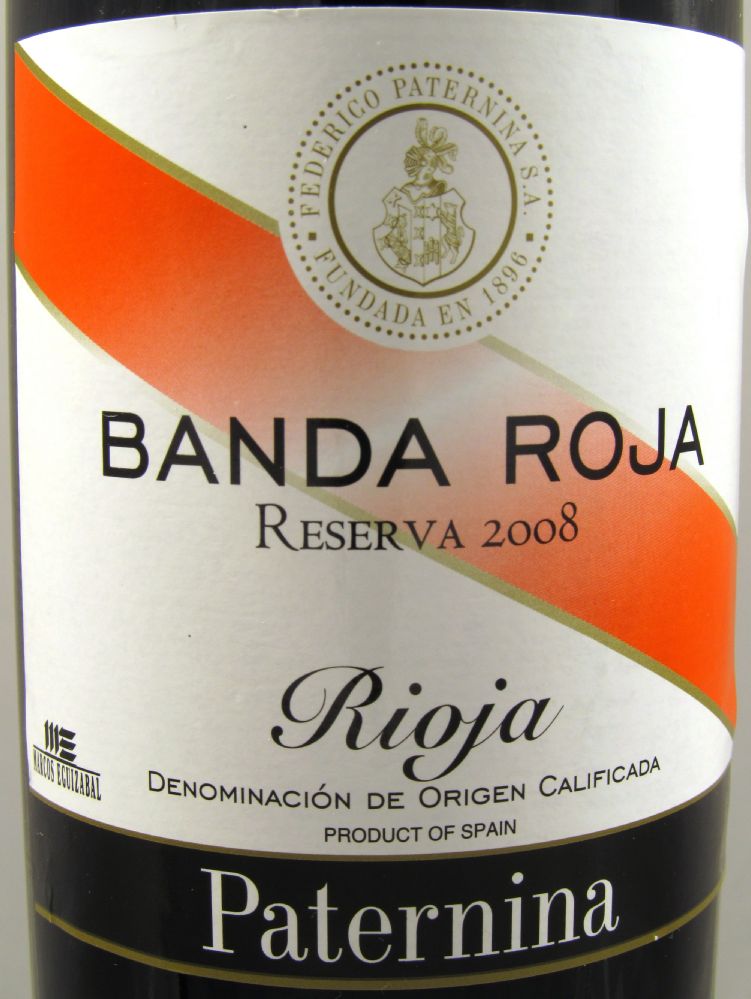 Federico Paternina S.A. BANDA ROJA Reserva DOCa Rioja 2008, Front, #84