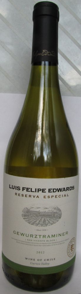 Viña Luis Felipe Edwards Reserve Especial Gewürztraminer 2012, Front, #850