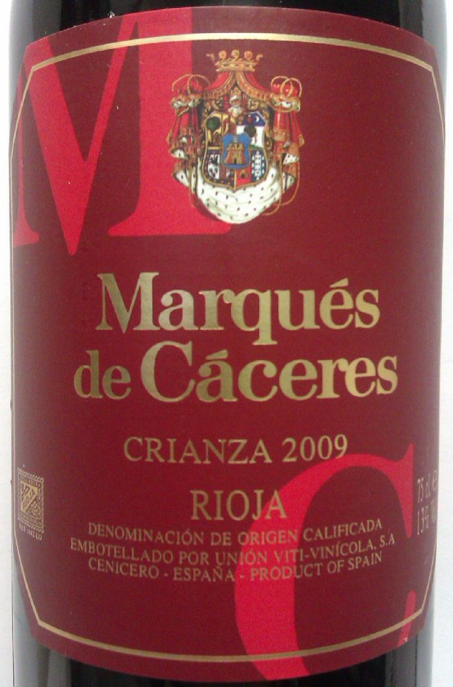 Unión Viti-Vinícola S.A. Marqués de Cáceres Crianza DOCa Rioja 2009, Front, #879