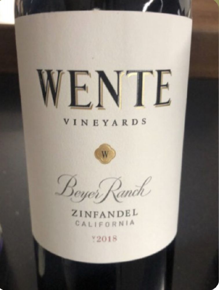Wente Vineyards Beyer Ranch Zinfandel 2018, Front, #8863