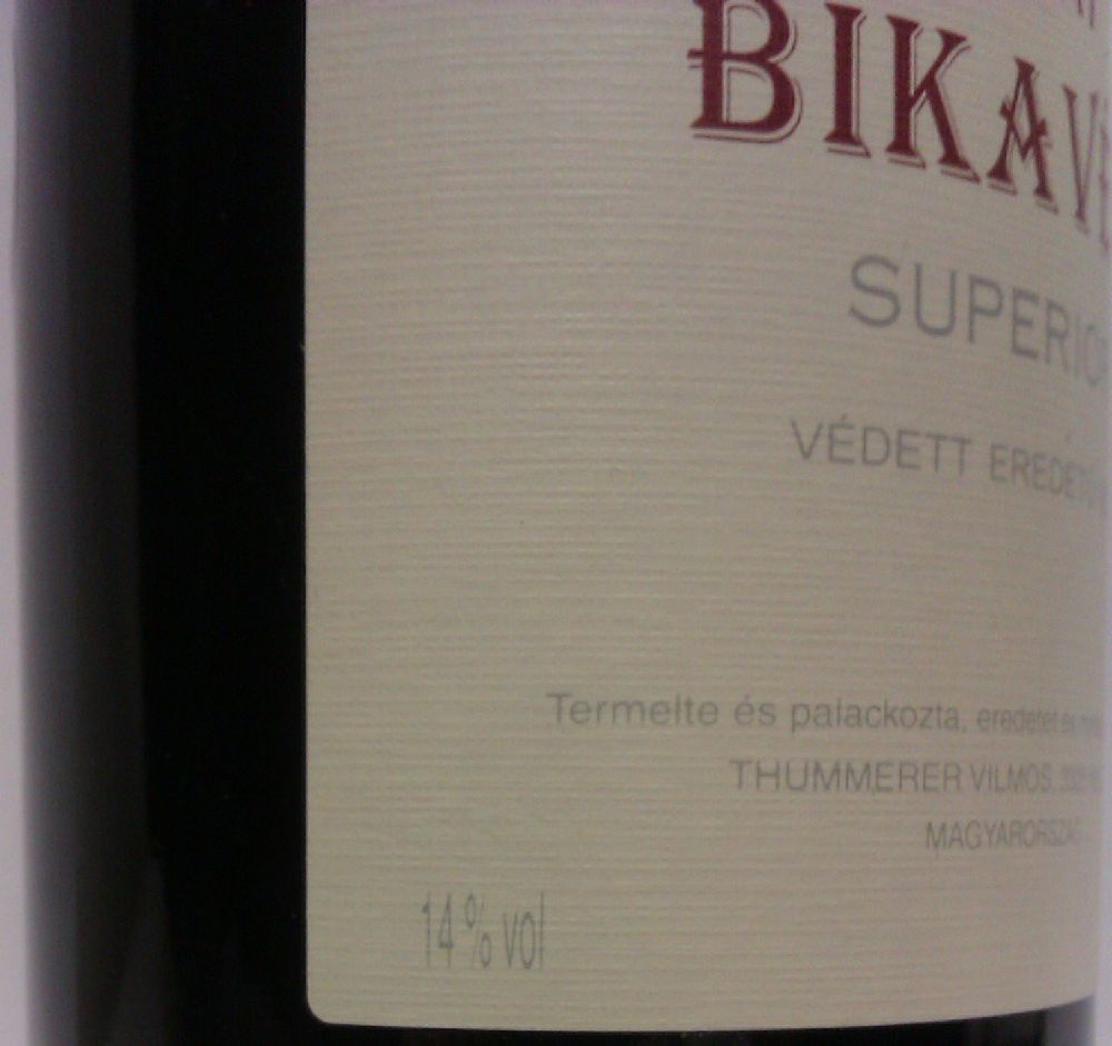 VILMOS THUMMERER Egri Bikavér Superior 2009, Front, #898