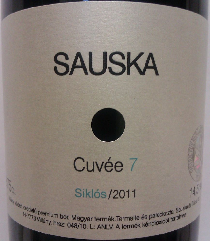 Sauska és Társa Kft Cuvée 7 Siklós 2011, Front, #901