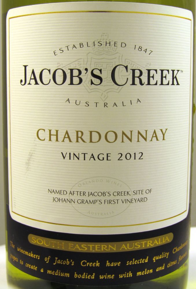 Orlando Wines Jacob's Creek Chardonnay 2012, Front, #91