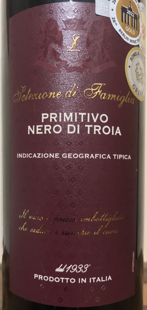 Cantine Sgarzi Luigi s.r.l. Selezione di Famiglia Primitivo Nero di Troia Puglia IGT 2021, Main, #9195