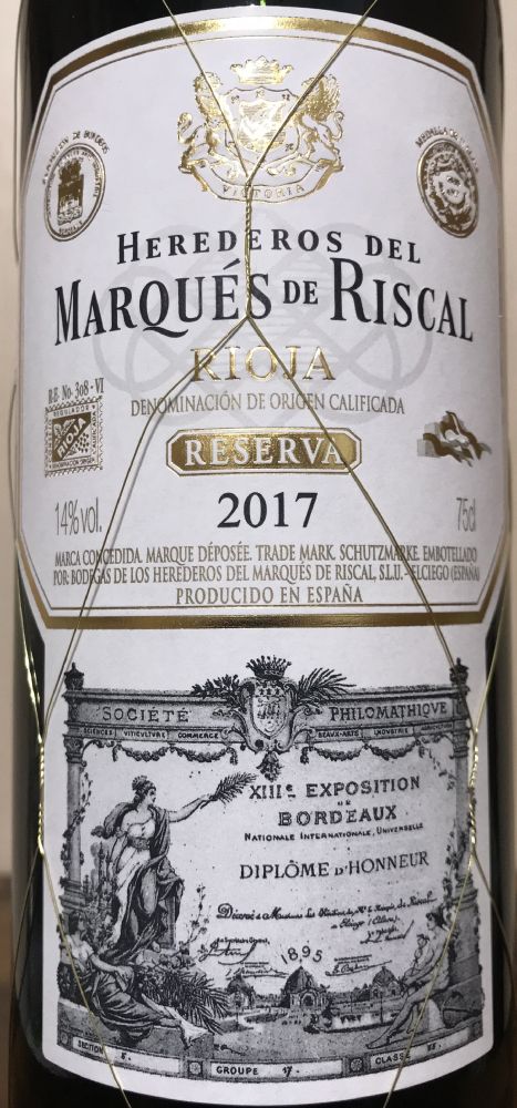 Bodegas de los Herederos del Marqués de Riscal S.L. Reserva DOCa Rioja 2017, Main, #9270