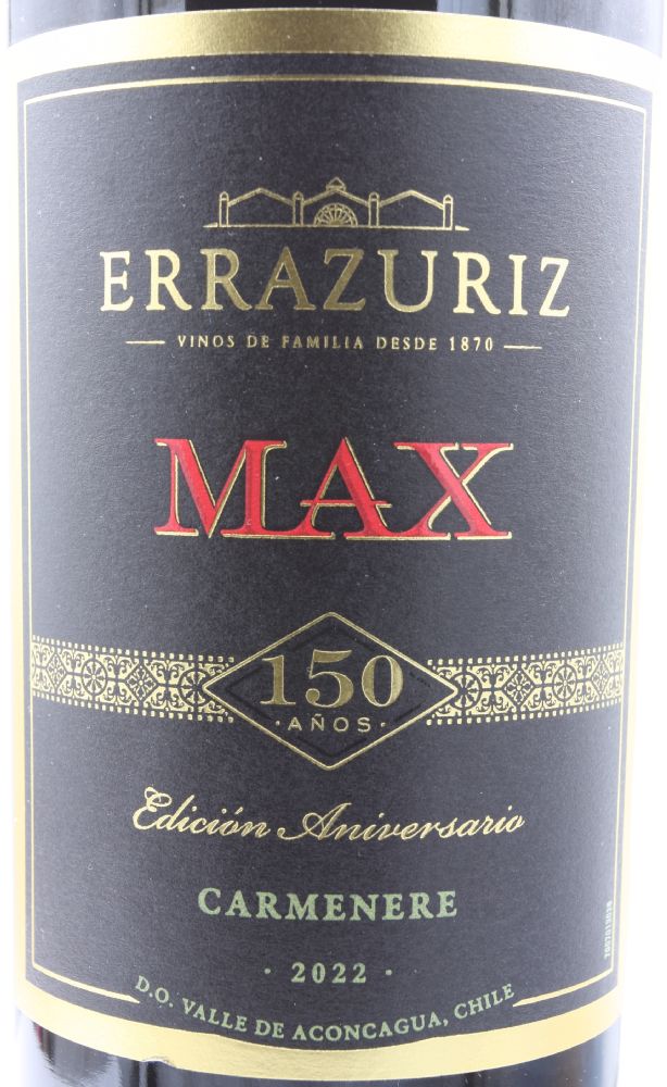 Viñedos Familia Chadwick S.p.a. Errazuriz MAX 150 Años Edición Aniversario Carménère D.O. Aconcagua 2022, Main, #9675