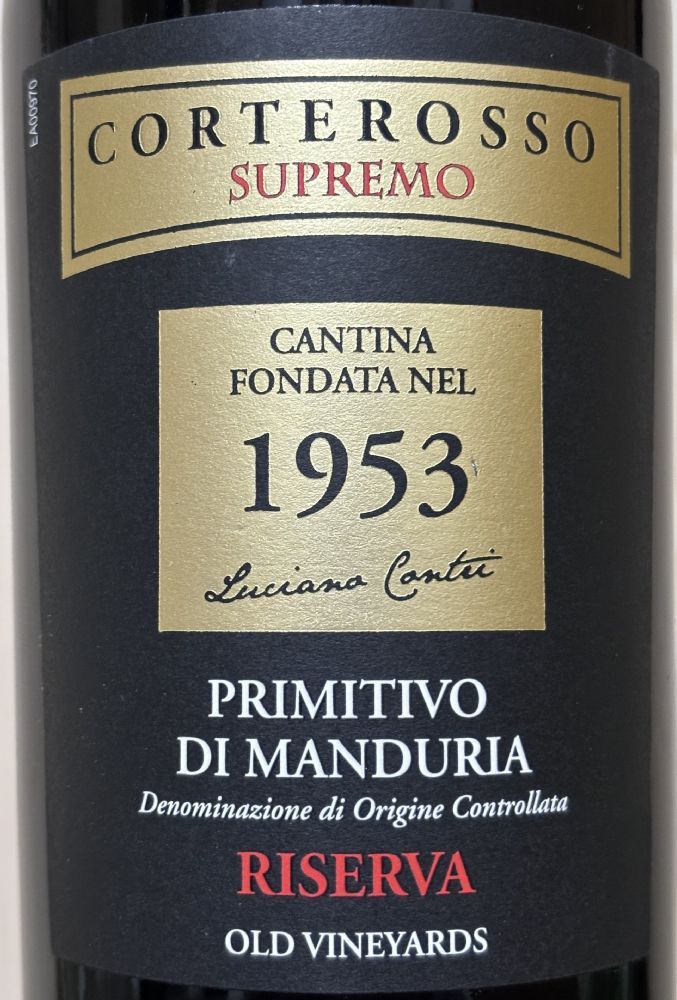 Contri Spumanti S.p.A. Corterosso Supremo Primitivo di Manduria Riserva DOC 2020, Main, #9690