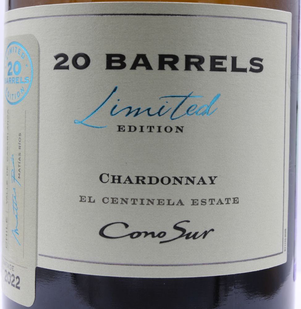 Viña Cono Sur S.A. 20 Barrels Limited Edition Chardonnay El Centinela D.O. Casablanca Valley 2022, Main, #9759