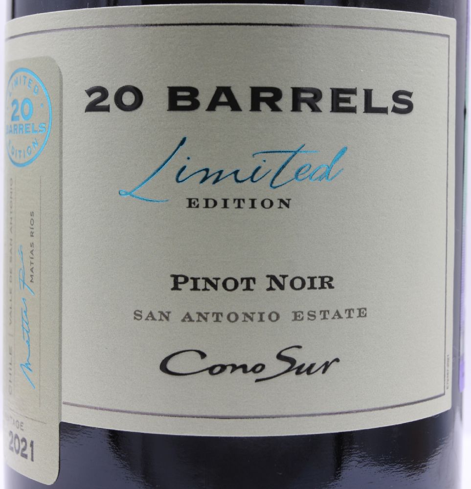 Viña Cono Sur S.A. 20 Barrels Limited Edition Pinot Noir D.O. San Antonio Valley 2021, Main, #9763