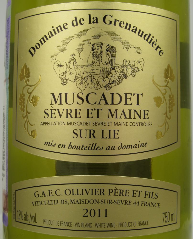 SARL Ollivier Freres Domaine de la Grenaudière Muscadet Sèvre et Maine sur lie AOC/AOP 2011, Main, #977