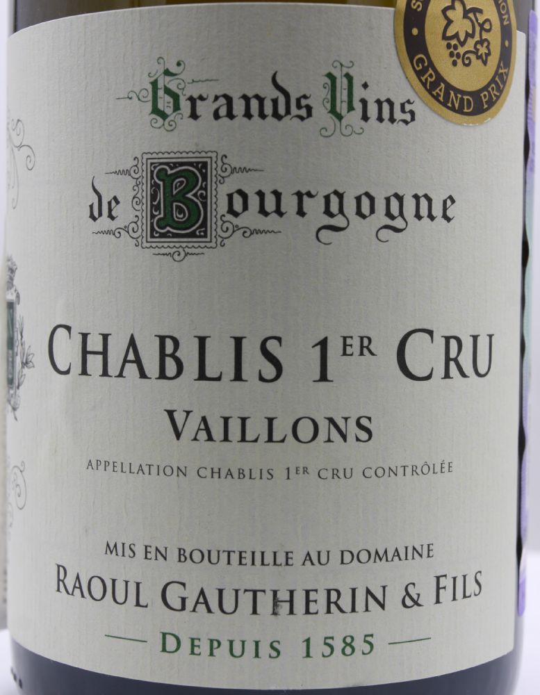 Domaine Raoul Gautherin et Fils EARL Chablis premier cru Vaillons AOC/AOP 2022, Main, #9979